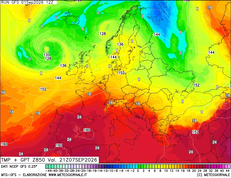 mappa 850 hPa Temp + GPT