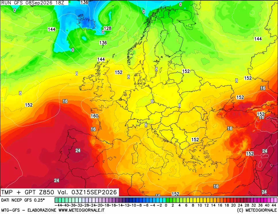 mappa 850 hPa Temp + GPT