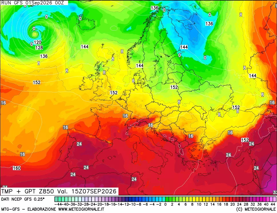 mappa 850 hPa Temp + GPT