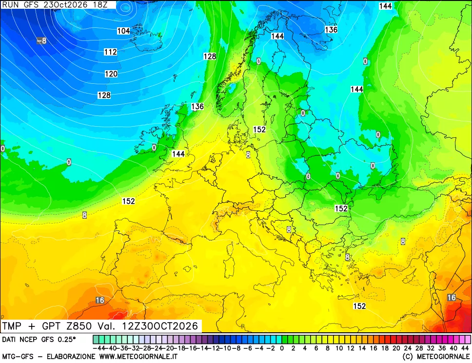 mappa 850 hPa Temp + GPT