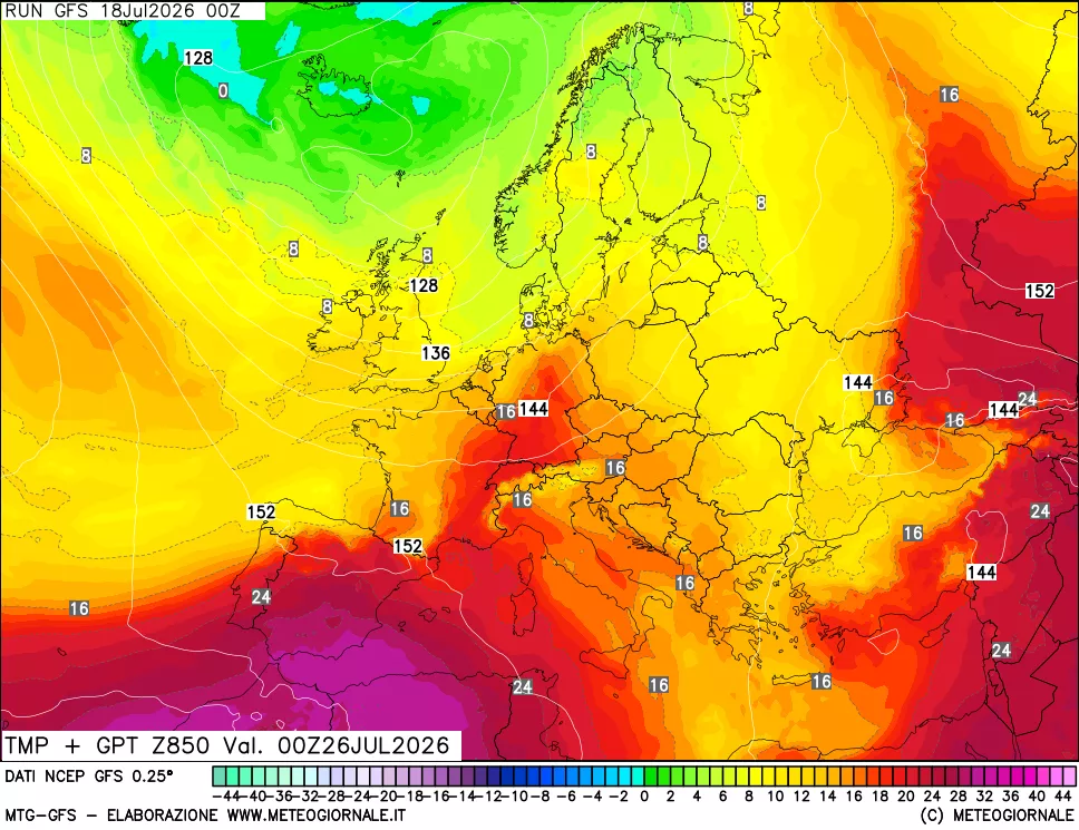 mappa 850 hPa Temp + GPT
