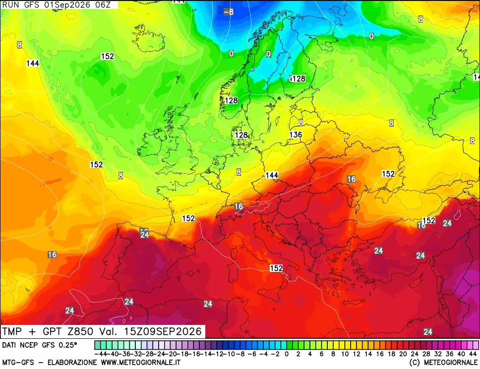 mappa 850 hPa Temp + GPT