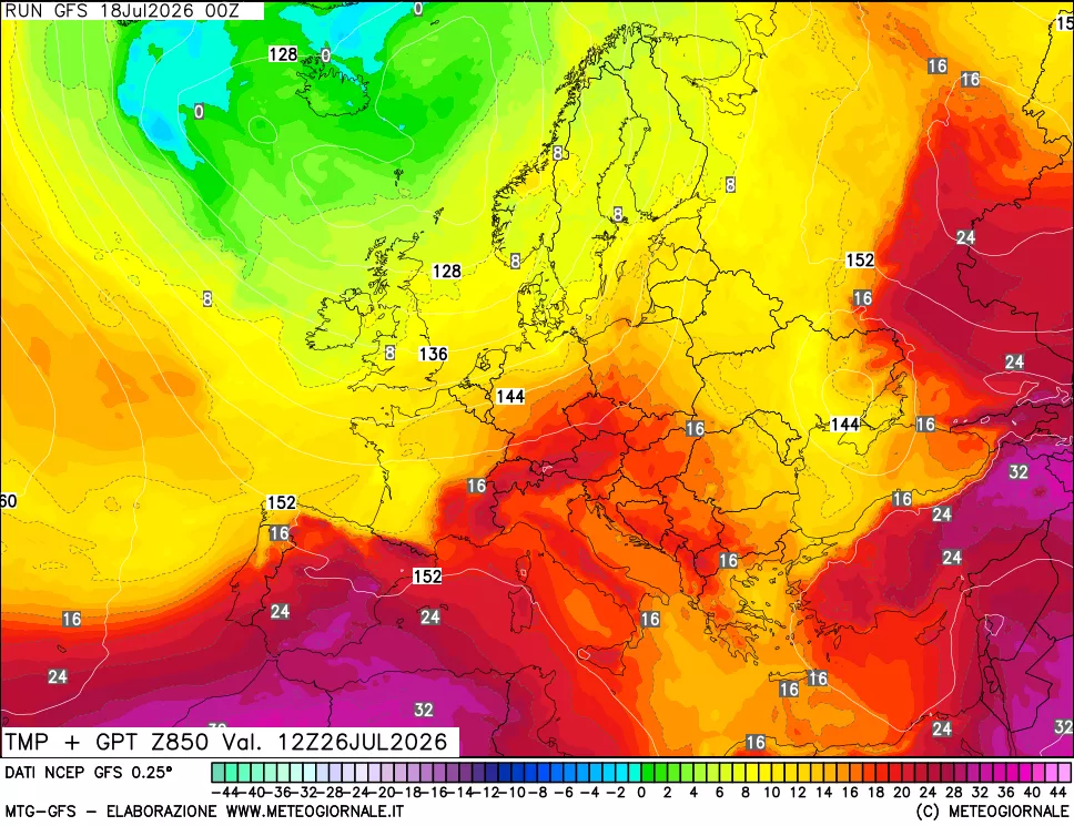 mappa 850 hPa Temp + GPT