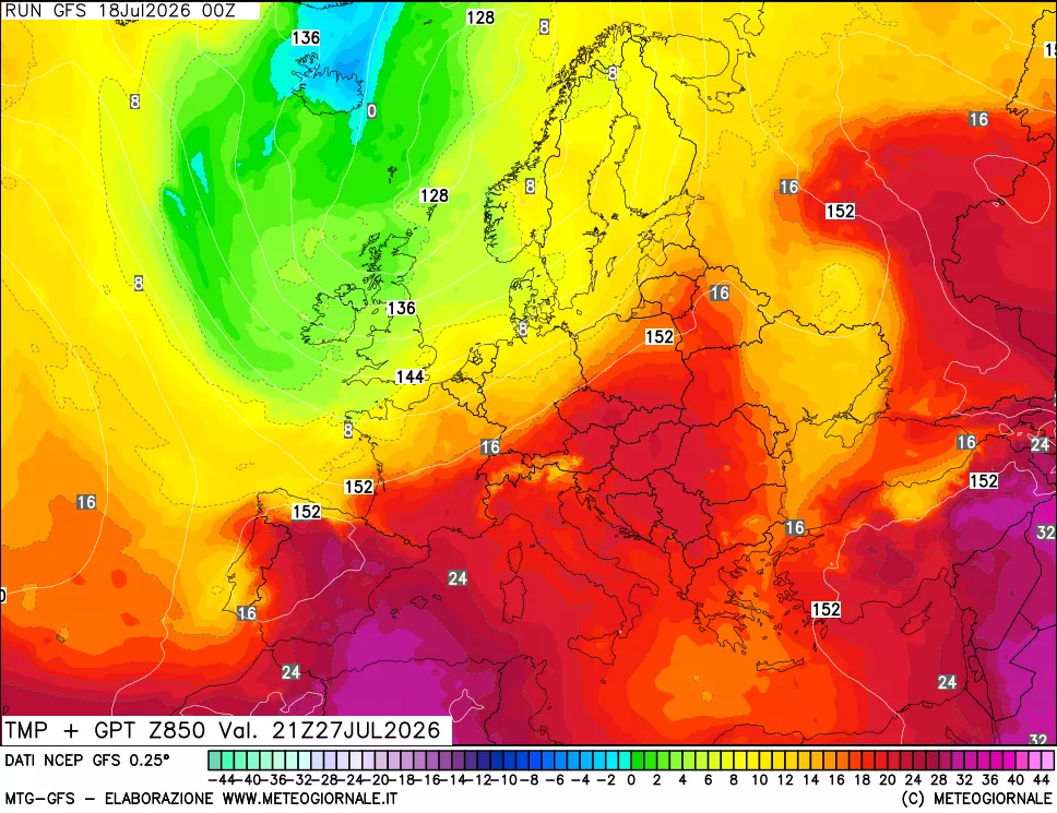 mappa 850 hPa Temp + GPT