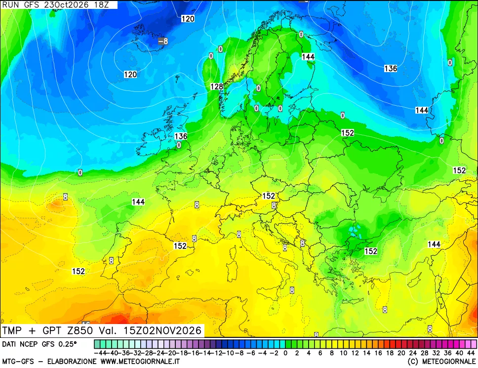 mappa 850 hPa Temp + GPT