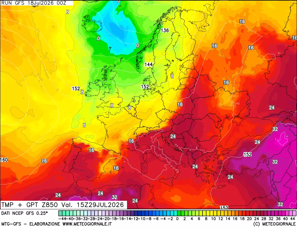 mappa 850 hPa Temp + GPT