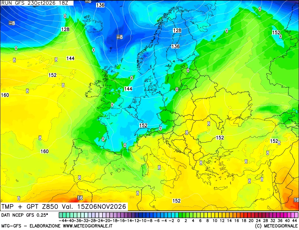 mappa 850 hPa Temp + GPT