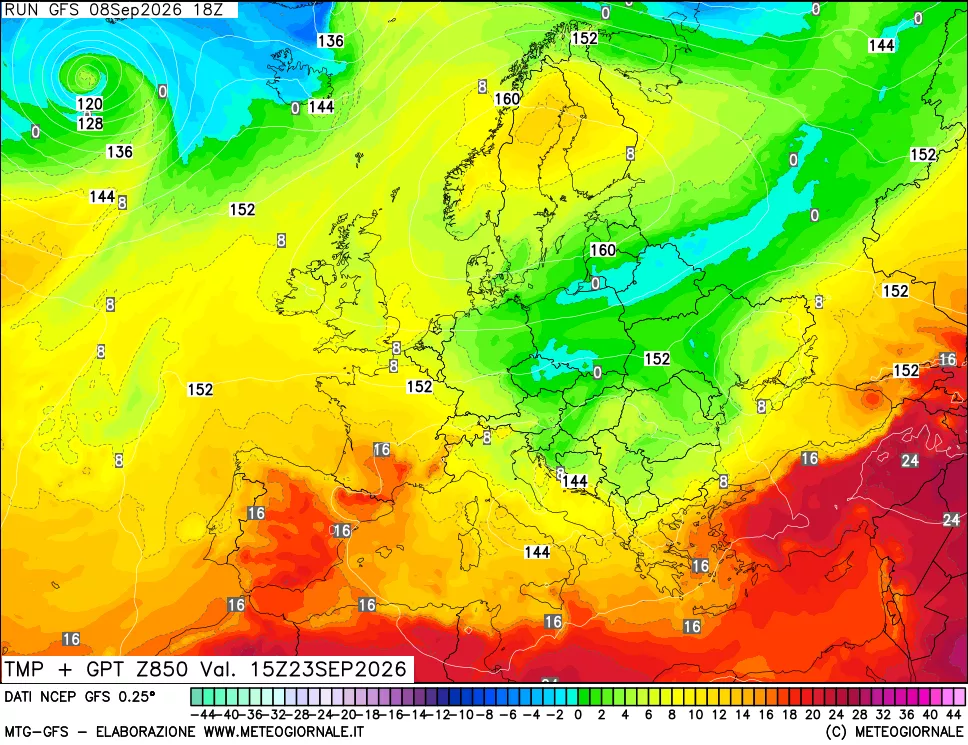 mappa 850 hPa Temp + GPT