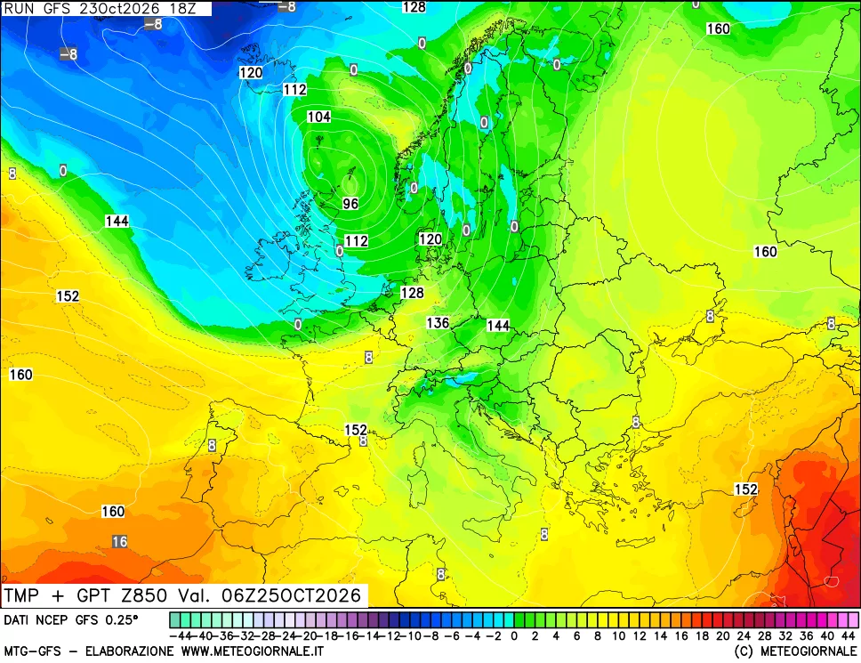 mappa 850 hPa Temp + GPT