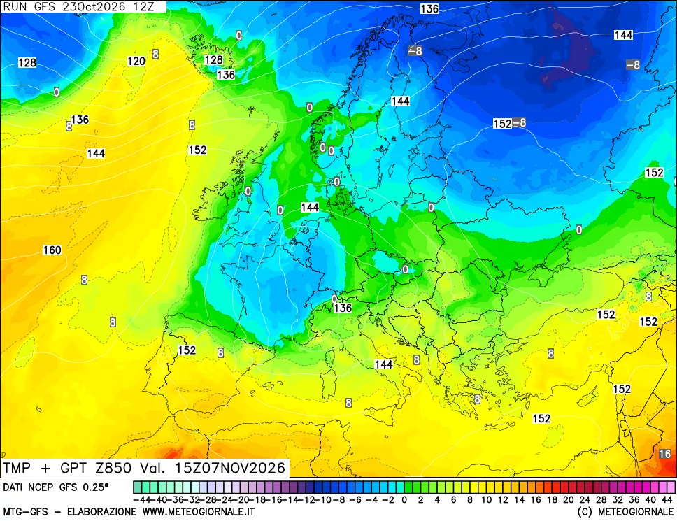 mappa 850 hPa Temp + GPT
