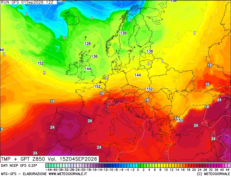 mappa 850 hPa Temp + GPT