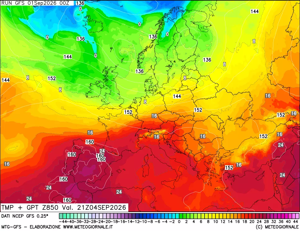 mappa 850 hPa Temp + GPT