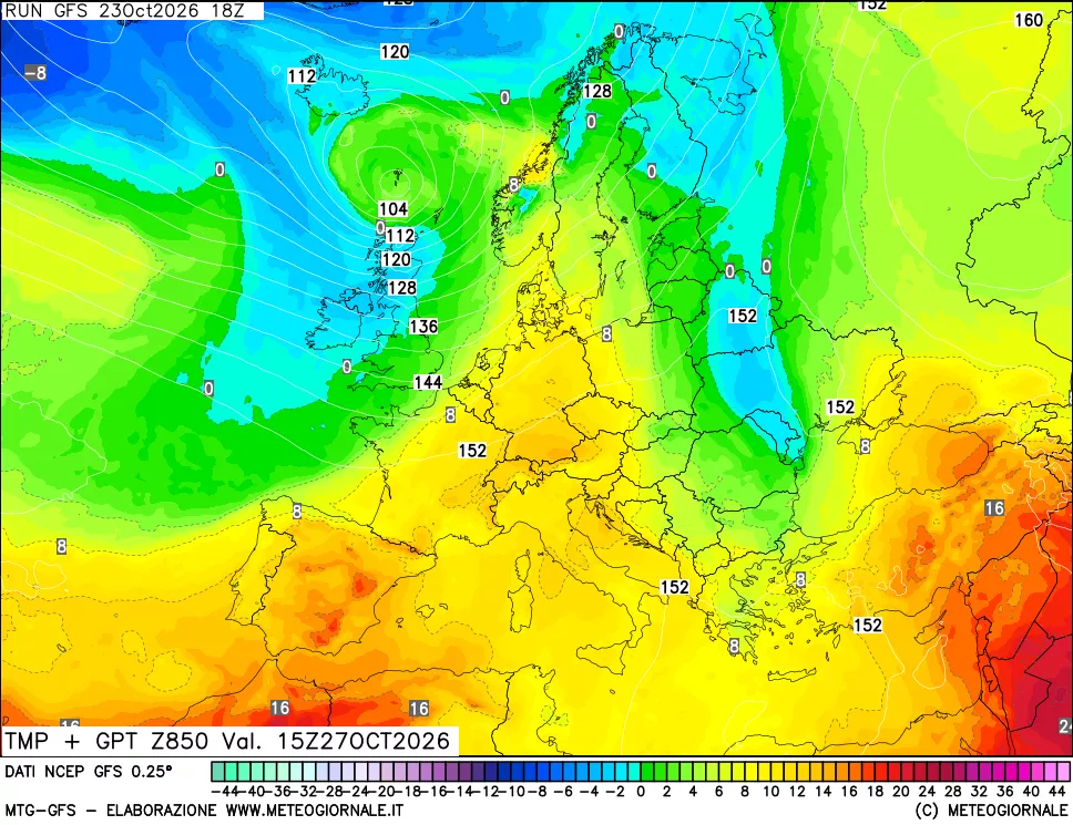 mappa 850 hPa Temp + GPT