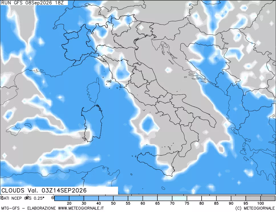 mappa Nuvolosità totale