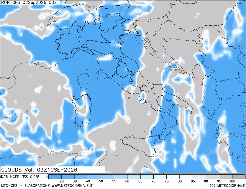 mappa Nuvolosità totale