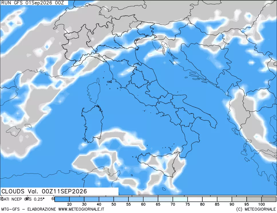 mappa Nuvolosità totale