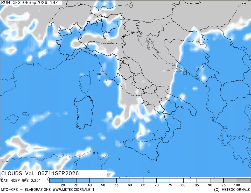 mappa Nuvolosità totale
