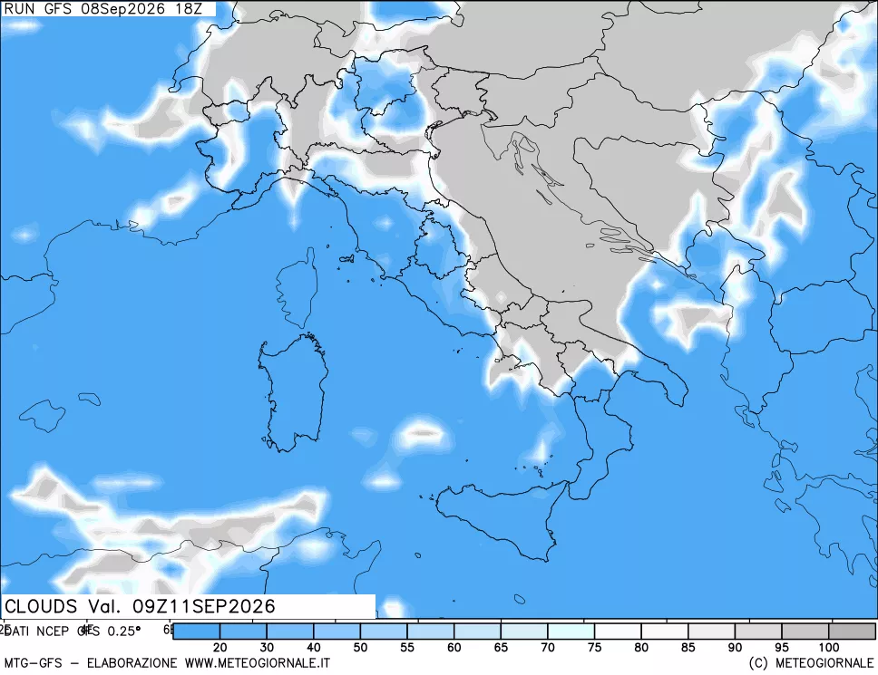 mappa Nuvolosità totale