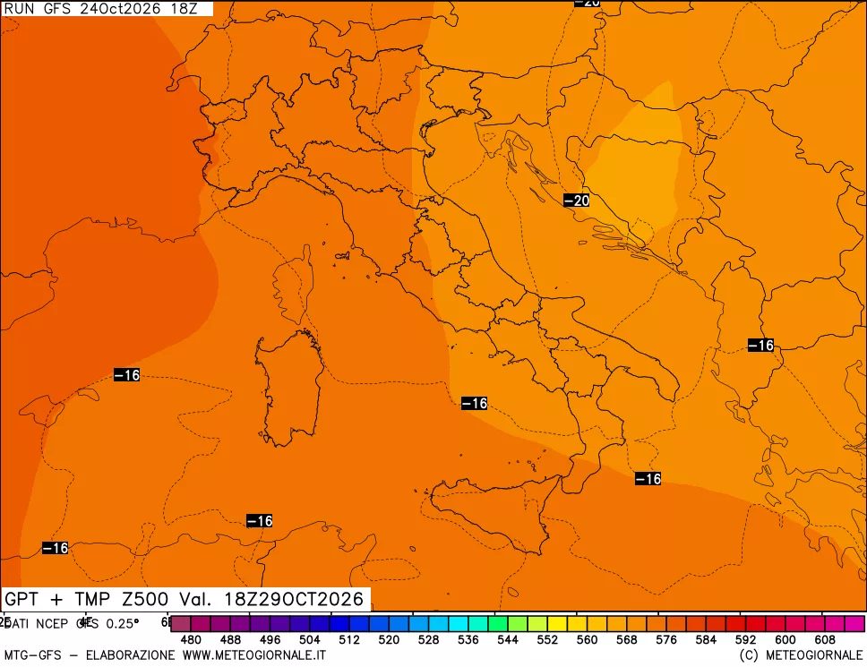 mappa 500 hPa GPT + Temp