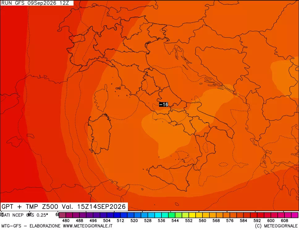 mappa 500 hPa GPT + Temp