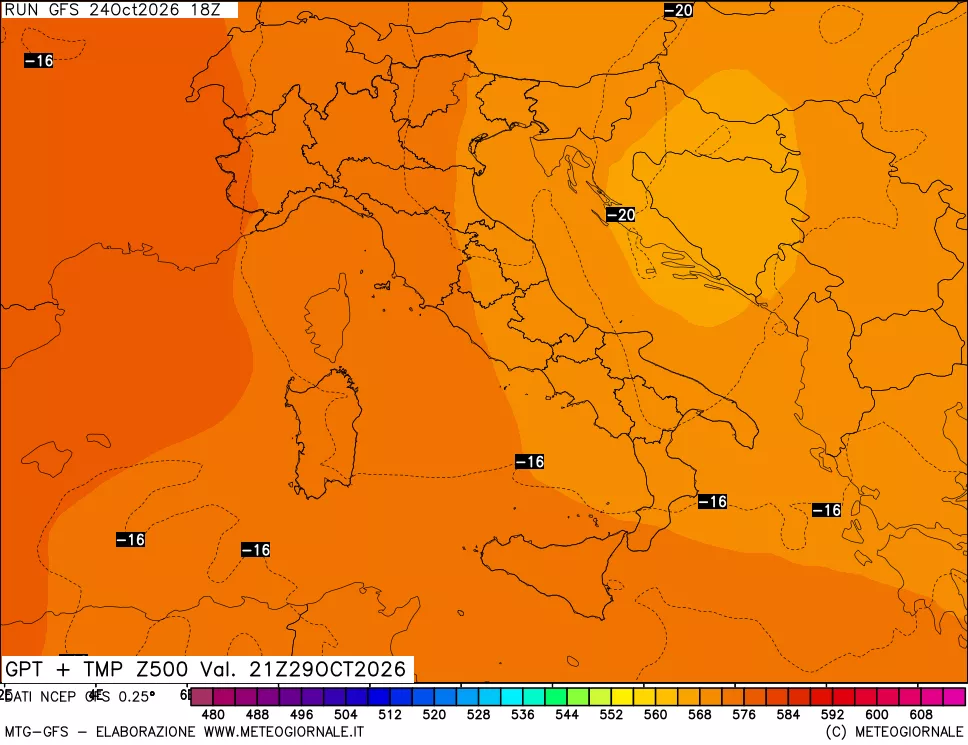 mappa 500 hPa GPT + Temp