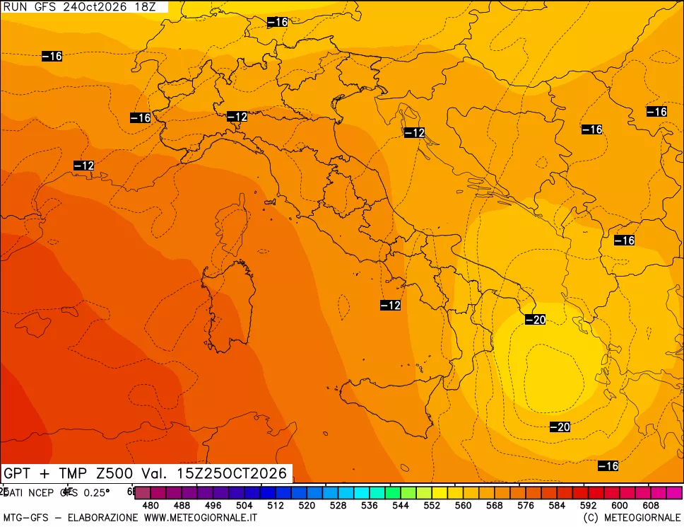 mappa 500 hPa GPT + Temp