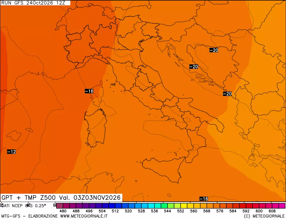 mappa 500 hPa GPT + Temp
