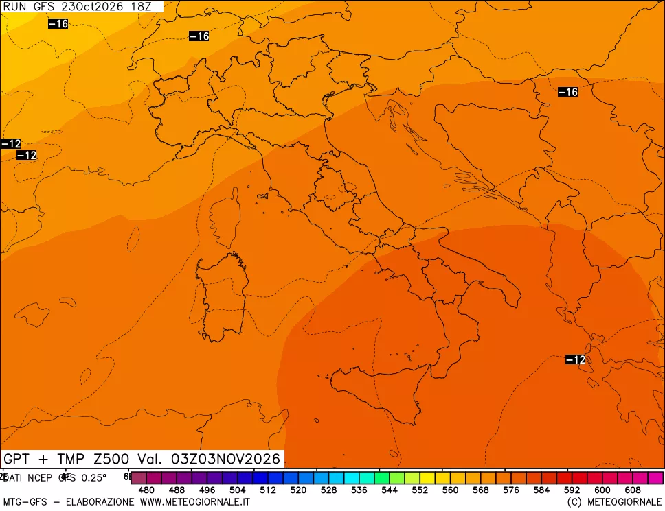 mappa 500 hPa GPT + Temp
