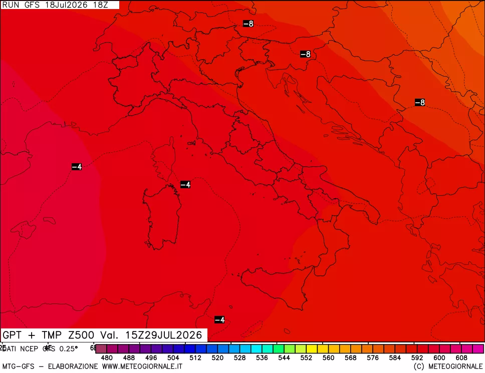 mappa 500 hPa GPT + Temp