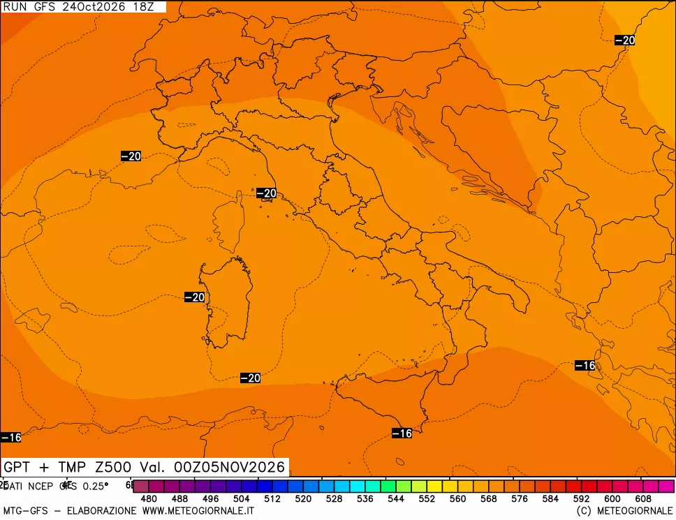 mappa 500 hPa GPT + Temp