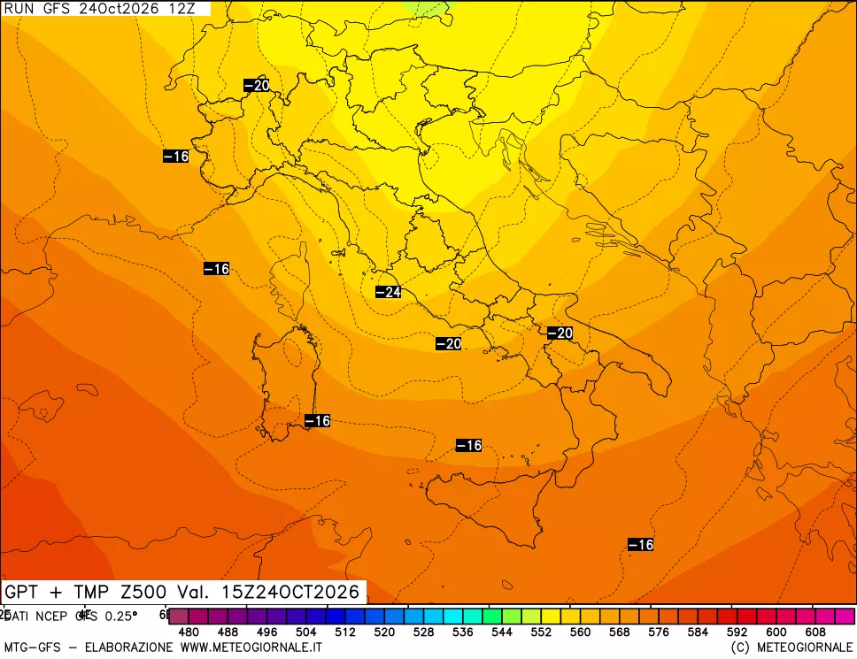 mappa 500 hPa GPT + Temp