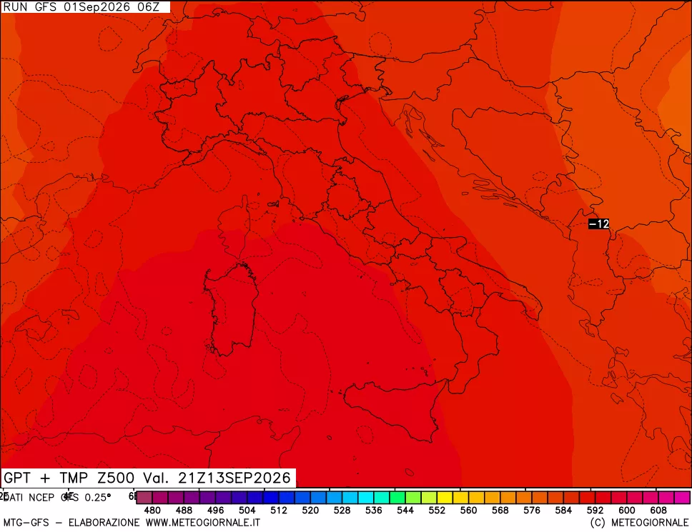 mappa 500 hPa GPT + Temp