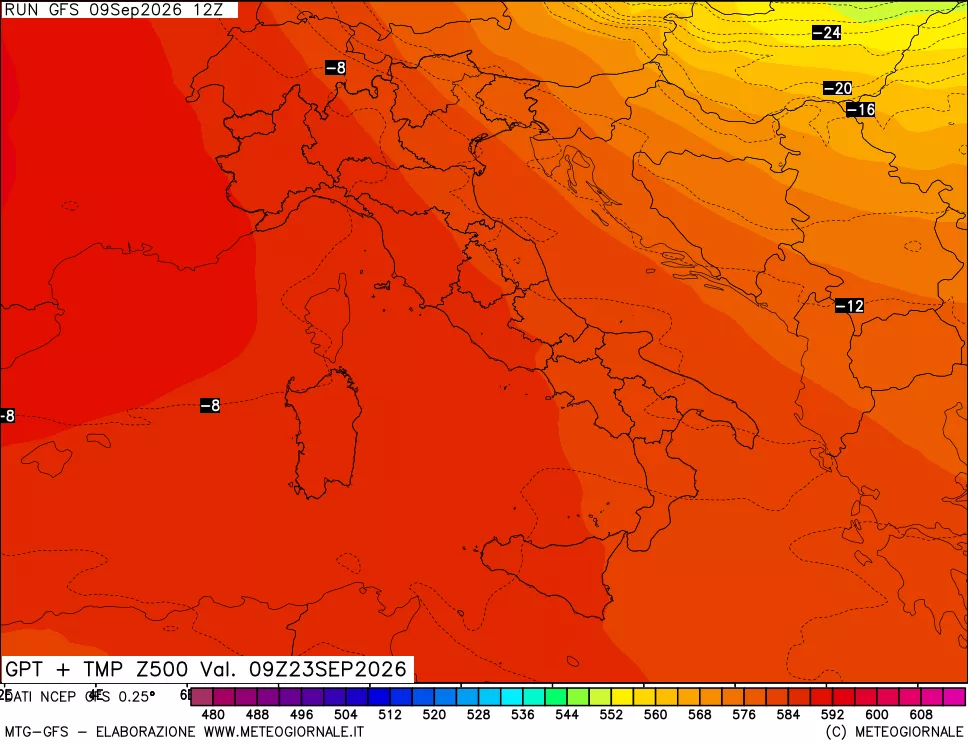mappa 500 hPa GPT + Temp