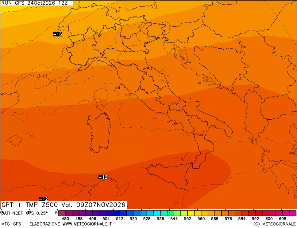 mappa 500 hPa GPT + Temp