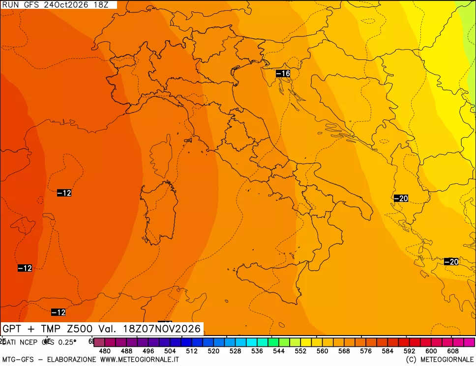 mappa 500 hPa GPT + Temp