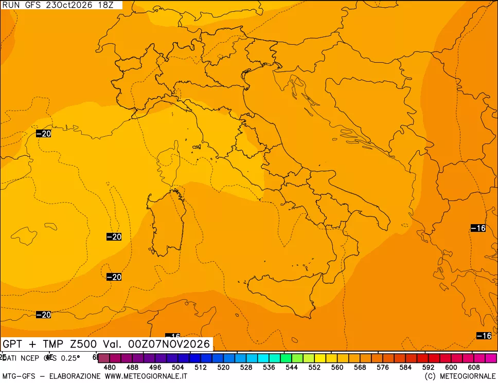 mappa 500 hPa GPT + Temp
