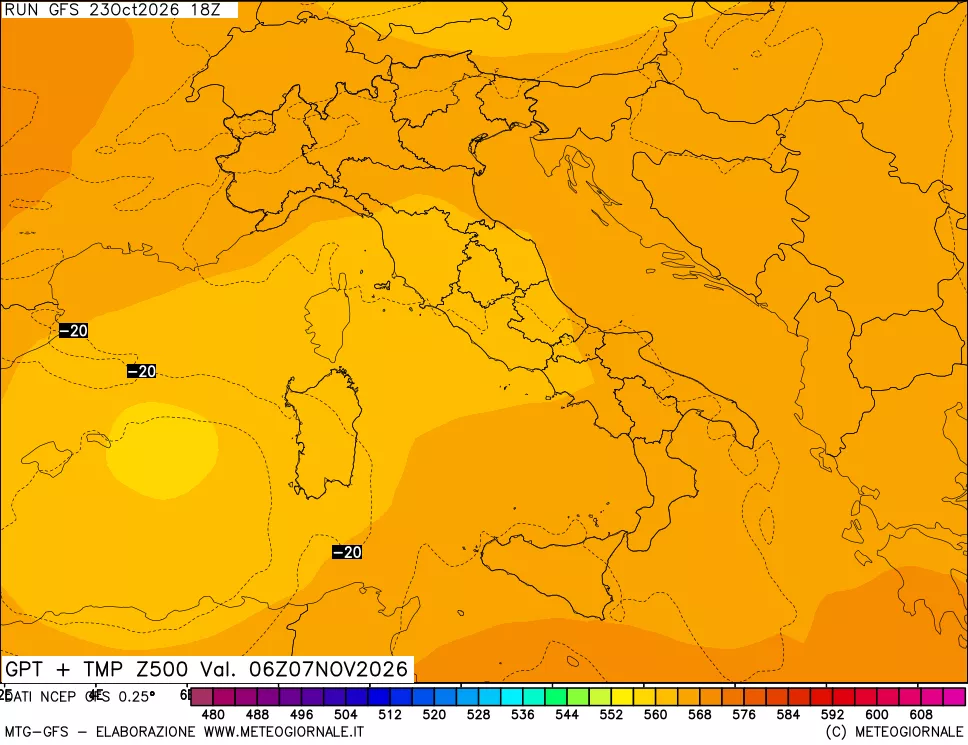 mappa 500 hPa GPT + Temp