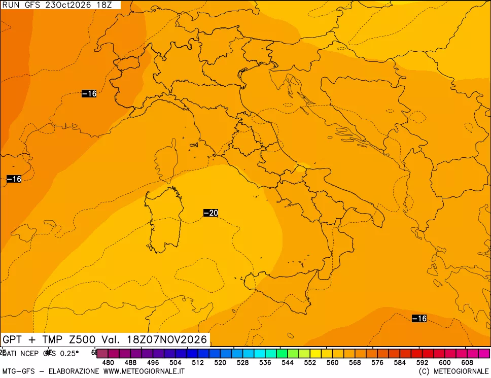 mappa 500 hPa GPT + Temp