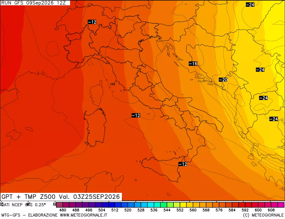 mappa 500 hPa GPT + Temp