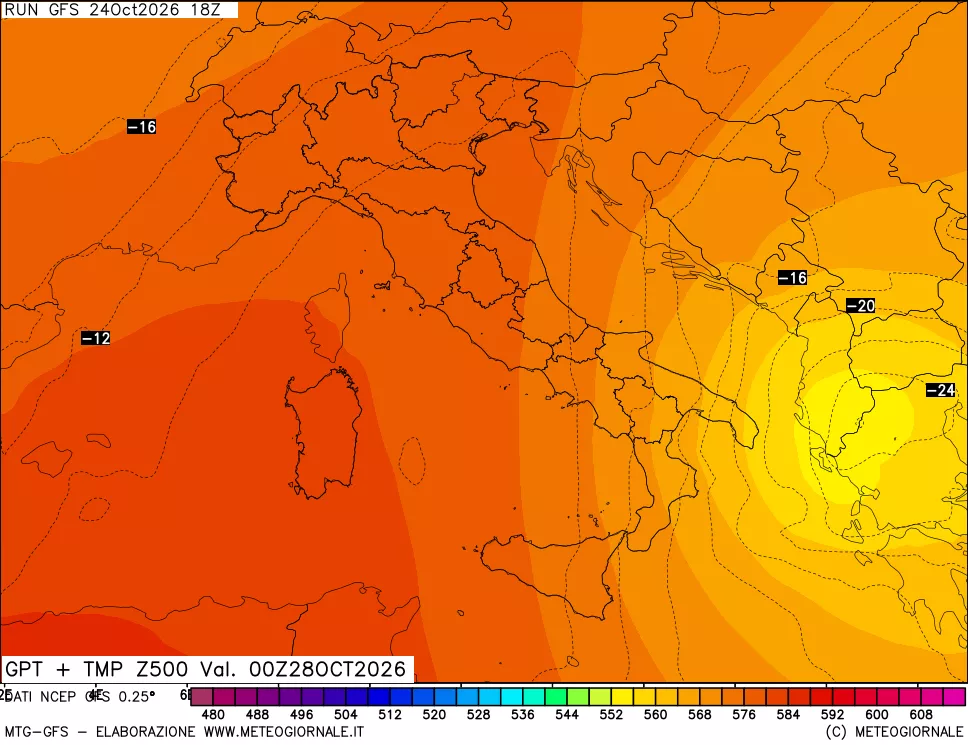 mappa 500 hPa GPT + Temp