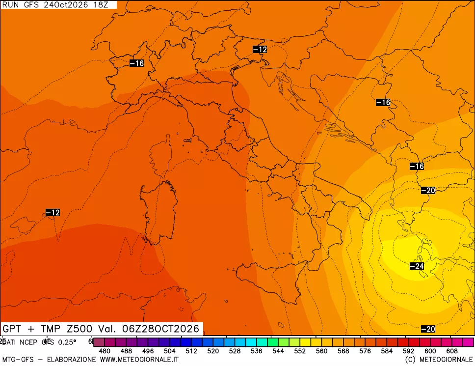 mappa 500 hPa GPT + Temp