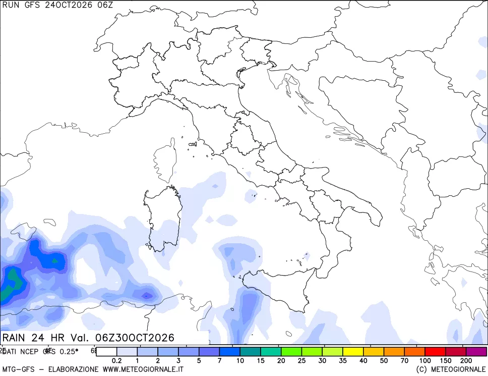 mappa Precipitazioni 24 ore precedenti