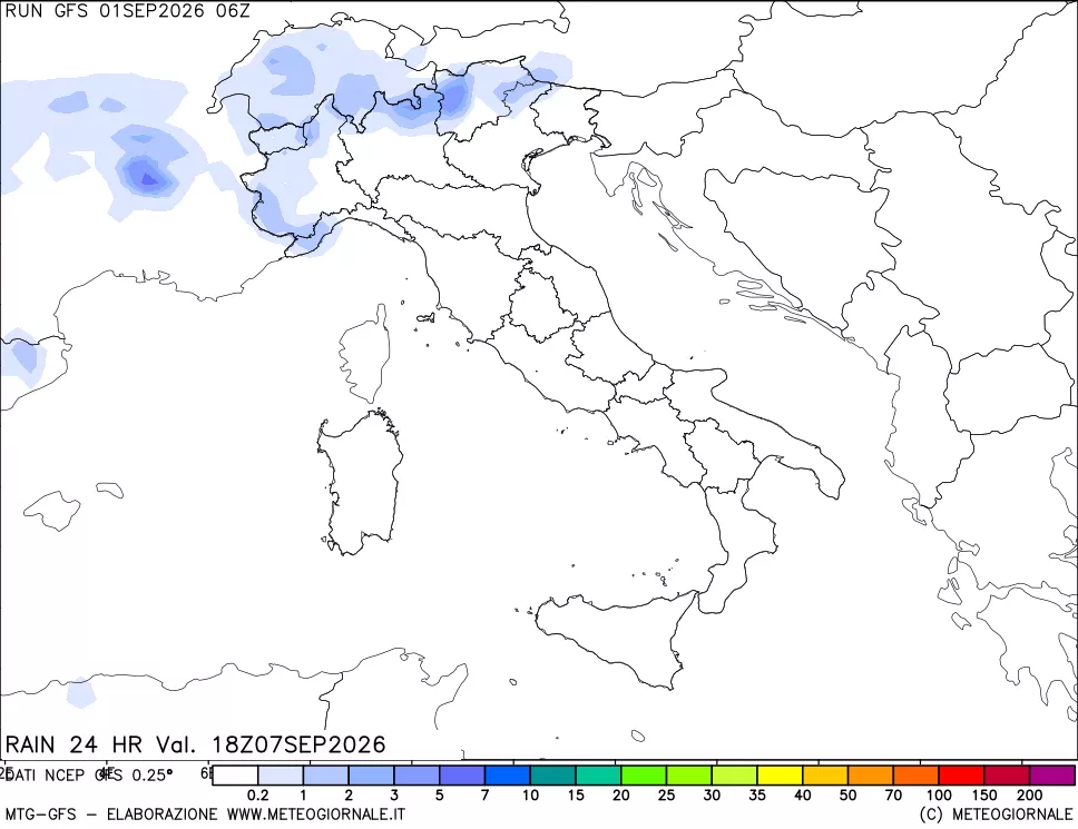 mappa Precipitazioni 24 ore precedenti