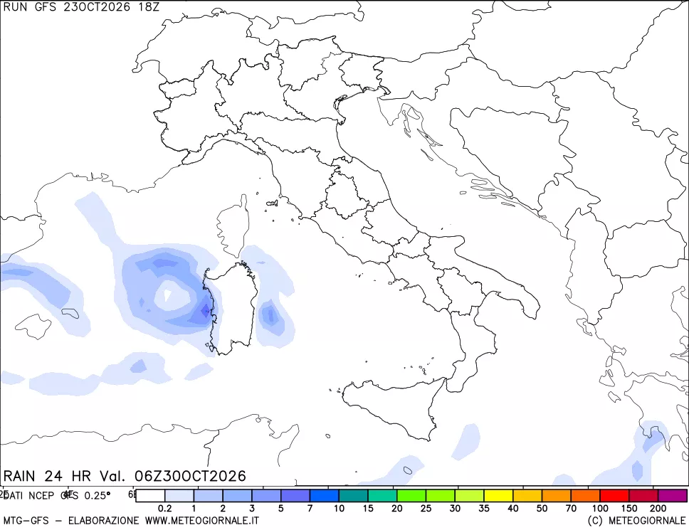 mappa Precipitazioni 24 ore precedenti