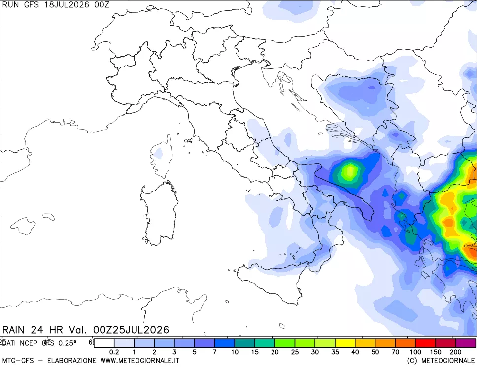 mappa Precipitazioni 24 ore precedenti
