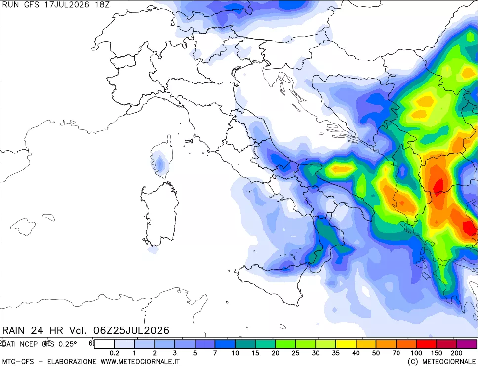 mappa Precipitazioni 24 ore precedenti
