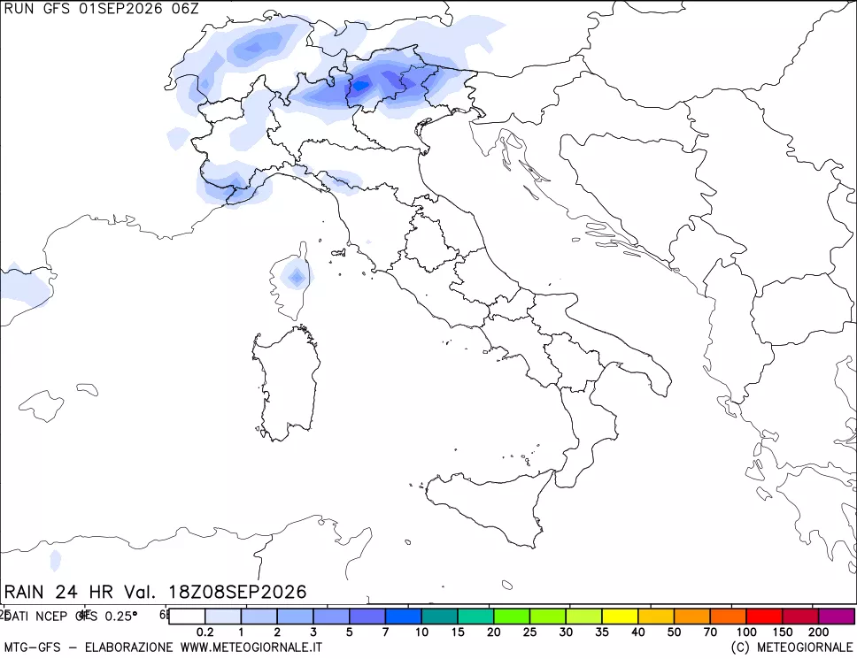 mappa Precipitazioni 24 ore precedenti