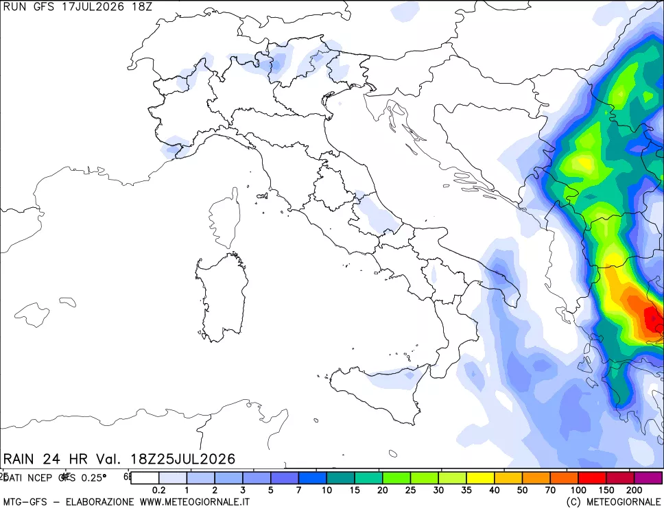 mappa Precipitazioni 24 ore precedenti
