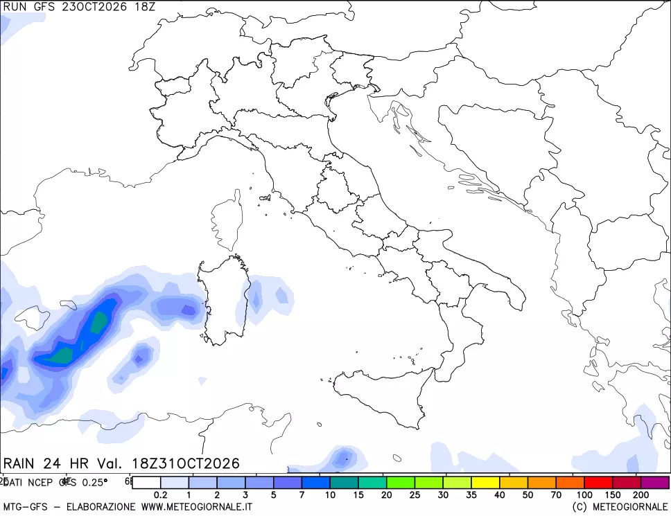 mappa Precipitazioni 24 ore precedenti