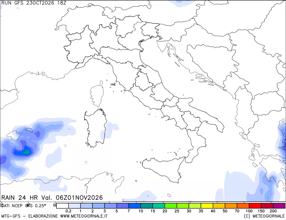 mappa Precipitazioni 24 ore precedenti